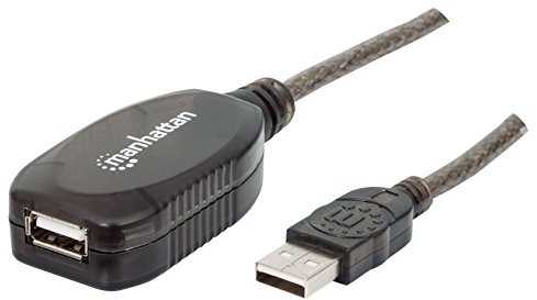 Manhattan 150248 Hi-Speed USB 2.0 Repeater Kabel ( in Reihe schaltbar A-Stecker / A-Buchse ) 10 m schwarz Erweiterungskabel USB Verlängerung