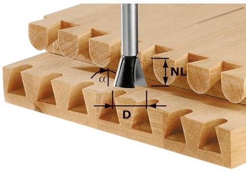 Festool Zinkenfräser HS S8 D13,8 - Schwalbenschwanzfräser 15° | Grat-/Zinkenfräser für halbverdeckte Schwalbenschwanzverbindung SZ 14 – Schaft 8 mm, Schneidenlänge 13,5 mm