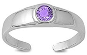 Zehenring aus 925 Sterling Silber als Fußschmuck für Damen, Herren und Mädchen, Größenverstellbar, lila Zirkonia 1