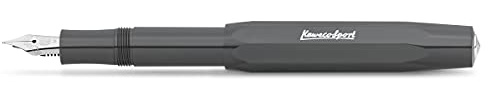 Kaweco SKYLINE SPORT Füllhalter Grey I Premium Füllfederhalter für Tintenpatronen mit hochwertiger Stahlfeder I Füllfederhalter 13 cm I Füller in Grau I Federbreite: F (Fein)