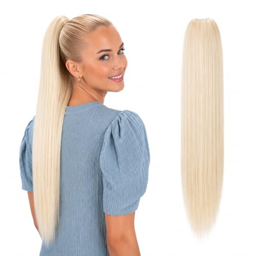 CAISHA 60cm Pferdeschwanz Butterflyclip Haarteil Zopf Platinblond H618