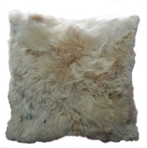 Alpacaandmore Natur Beiger Alpaka Fellkissen Bezug Kopfkissenbezug Rückseite Satin mit Reißverschluss 40x40cm oder 50x50cm (40x40 cm)
