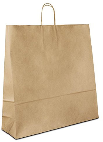 Papiertüten braun mit Kordel-Henkel I 150 Stk. 45+17x48cm I Papiertragetasche für Einzelhandel, Hochzeit, Geburtstag, TO-GO I Geschenktüten aus Kraftpapier I HUTNER