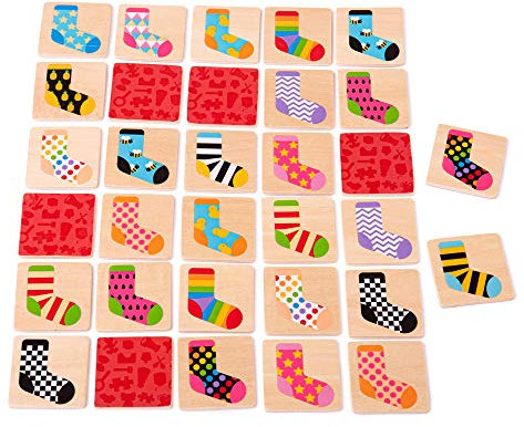 Bigjigs Toys Wooden Sock Memo - Educational Memory & Observation Game for Children