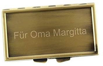 Lantelme Personalisierte Medikamentenbox mit Wunschgravur | Tablettenbox Messing mit Deckel | Medikamenten Pillen Box | Mini Pillendose graviert | Wunschtext Gravur Geschenkidee für Oma Opa Papa Mama
