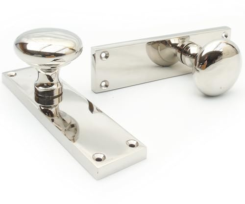Jones & Grey New York Style Polished Nickel Chrome Silver Door Handles Knobs on Back Plate