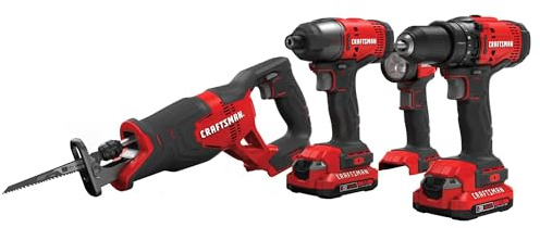 CRAFTSMAN V20 Cordless 4-Tool Power Tool Combo Kit with 2 Batteries and Charger (CMCK400D2)