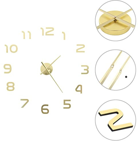 vidaXL 3D-Wanduhr Modernes Design 100 cm XXL Golden