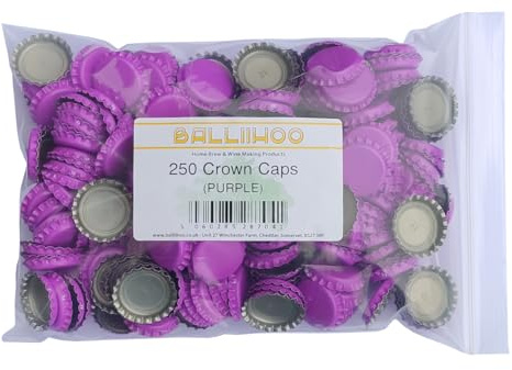 BALLIIHOO Pack of 250 Crown Bottle Caps - Purple