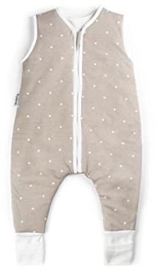 Ehrenkind® - Sacco a pelo per bambini con gambe | Sacco a pelo per neonati | Sacco nanna per bebè | Cotone biologico | Per tutte le stagioni taglia 90 cm colore taupe con stelle grigie