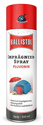 Eva Shop® Ballistol Pluvonin Premium Imprägnierspray mit Nano Technik für die Imprägnierung von Zelt, Sonnenschirm, Regenschirm, Anorak, Regen- und Sportbekleidung, Schuhe, Rucksack UVM.