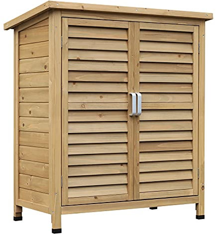 Outsunny Armoire de Jardin abri Jardin Remise pour Outils sur Pied dim. 87L x 46,5l x 96,5H cm étagère Portes persiennes Toit bitumé Jaune