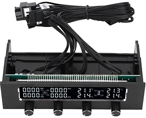PC-Lüftersteuerung, Lüfterdrehzahlregler Einstellbare Geschwindigkeit LCD-Display-Temperaturregler mit Schrauben-Aufklebern für Grafik-CPU-Kühlung