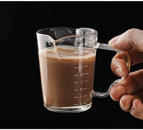 Espresso Shot Glasses 150ML Double Spouts Measuring Cup Triple Pitcher Milk Cup Wine Glass Pitcher Barista Measure Cup Liquid Heavy Glass Milk Cup Demitasse Cups Espresso Mugs Coffee Cups