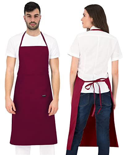 PALLTEX Borago Grembiule Cucina Donna Grembuile Cucina Uomo per Cucinare, Fai da te, Pittura, Cottura a norma EN ISO 13688, Colore: Bordeaux