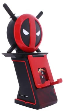 Cableguys Marvel Figurine Gaming Ikon Light Deadpool - Support pour Manette ou Smartphone - Câble USB Inclus - 25 cm