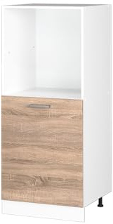 Vicco Herdumbauschrank R-Line, Sonoma, 60 cm | Backofennische auf komfortabler Höhe · 2 Einlegeböden · Höhenverstellbare Füße · 1 Tür · Einfache Integration ✓