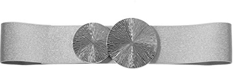 Gunsound Damen Elastische gürtel, 5 cm Breiter Stretch Gürtel Taillengürtel für Kleid Jeans Hosen (Silber+Silber Schnalle, Für Taillenweite 91cm-120cm)