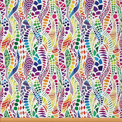 Bunter Geometrischer Polsterstoff für Stühle Boho Mandala Stoff Meterware Moderner Abstrakter Dekostoff Kreisrebe Drinnen Draußen Stoff Wasserdichter DIY Kunststoff 920 x 150 (HxB)