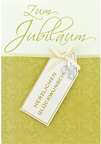 Perleberg - Jubiläumskarte mit Muster - hochwertige Karten zum Jubiläum - Glückwunschkarte zum Jubiläum in 11,6 x 16,6 cm