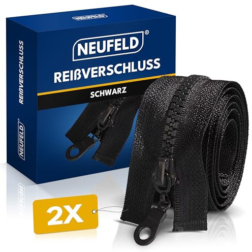 NEUFELD® Reißverschluss in Schwarz 75cm [VORTEILSPACK] - Reissverschluss für Jacken, Taschen, Bettwäsche - Zipper