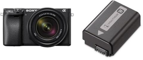 Sony Alpha 6400 | APS-C Spiegellose Kamera mit 18-135mm f/3.5-5.6 Zoom-Objektiv (Schneller 0,02s Autofokus, neigbares Display für Vlogging) + Akku NP-FW50