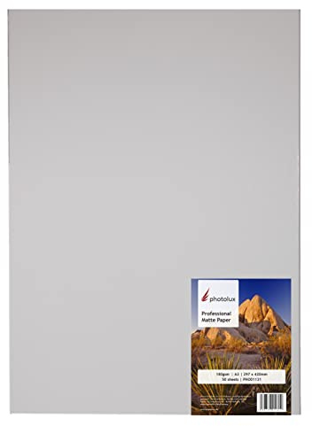 Photolux Professional Matte Paper 180 gsm Fotopapier in Premiumqualität DIN A3 (297x420mm) 50 Blatt