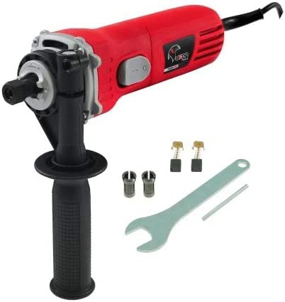 REXXER Geradschleifer 600 W kurz mit Drehzahlregelung | 12 000 - 27 000 U/min, 6 & 8 mm Spannzangen, kompakte Bauform, inkl. Zubehör