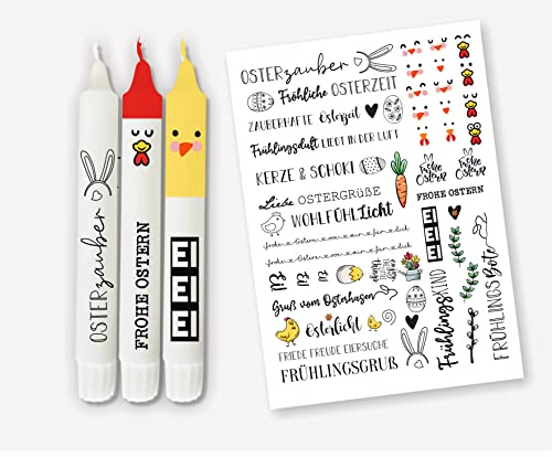 Kerzen Tattoofolie - Kerzensticker OSTERN Sprüche Osterzauber