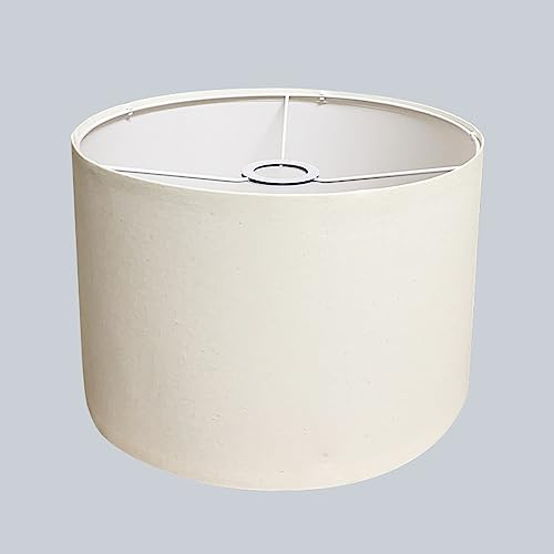 Eylkeup Lampenschirm Zylindrisch, Stoff Lampenschirm für Hängelampe Tischlampe Wandlampe Nachttischlampe und Stehlampe, Naturleinen 30X30X20cm (Weiß)