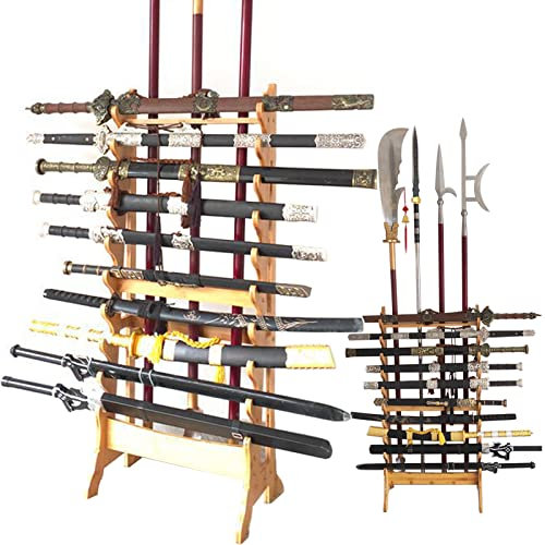 SXFYHXY Schwertständer Stehend Holz - Samurai Schwerter Rack | Integriertes Senkrecht Schwert Schwerthalter Mit 5 Löchern Und 10-stufiger, Schwerthalter Vertikal Display Verwendet Katana Ständer