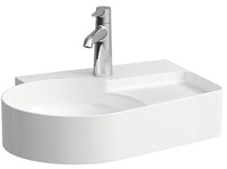 LAUFEN VAL Aufsatzwaschtisch, mit semi-trockenen Bereich, 1 Hahnloch, ohne Überlauf, Ablage rechts, 530x310mm, H8162880001561, Farbe: Weiß