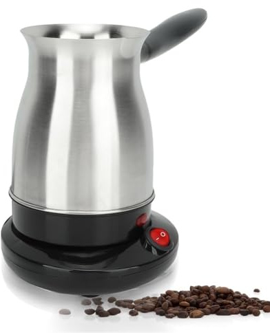 Pssopp Elektrisk Kaffekokare Vattenkokare, 600ml, Rostfritt Stål, Tunn Pip, LED-Belysning, Matt Finish, 600W, för Turkiskt Kaffe