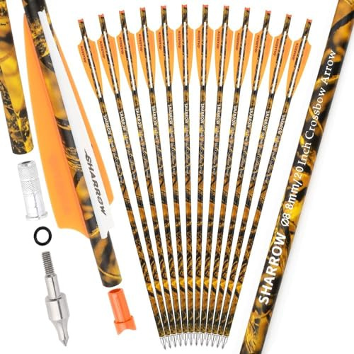 Bulloni per Balestra 16 pollici 17 pollici 18 pollici 20 pollici 22inch Frecce della Balestra con Moon Nocks e Punte Rimovibili Frecce in Carbonio per la Caccia con l'arco (22 pollici, Arancione 1)