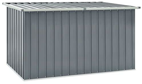 FIRBNUS Box mit Deckel 171x99x93 cm Gartenbox mit Klappdeckel Garten Aufbewahrungsbox Auflagenbox Kissenbox Gartentruhe Gartenboxen Gartenschrank Storage Boxes Grau Verzinkter Stahl