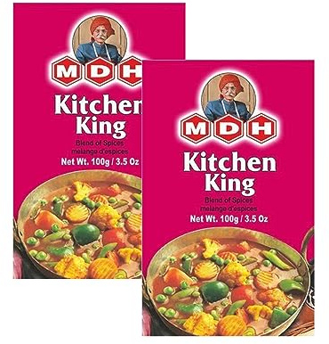 MDH Various Seasoning Masala Powder - Spices Mix Curry Masala Recipe Mixes Casserole Seasoning Herbs - Aromatic & Enhances the flavor of the meal (Kitchen King Masala (100g), Pack of 2)