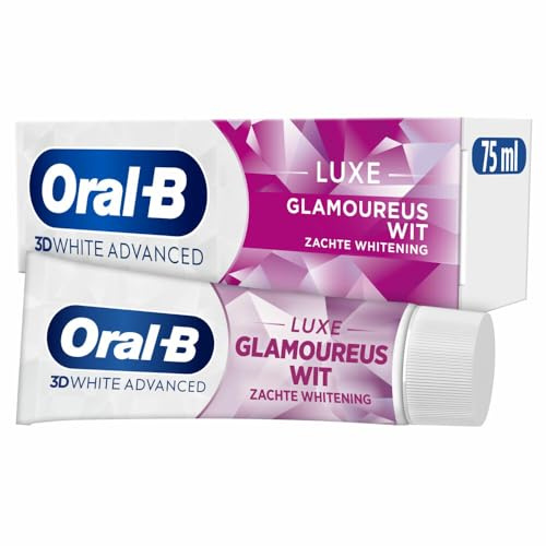 Oral B 3D tandkräm White Advanced Luxe Whitness and Glamour, blekande tandkräm, tar bort fläckar på ytan, fläckskydd, kliniskt beprövad smak, mild mint, 75 ml