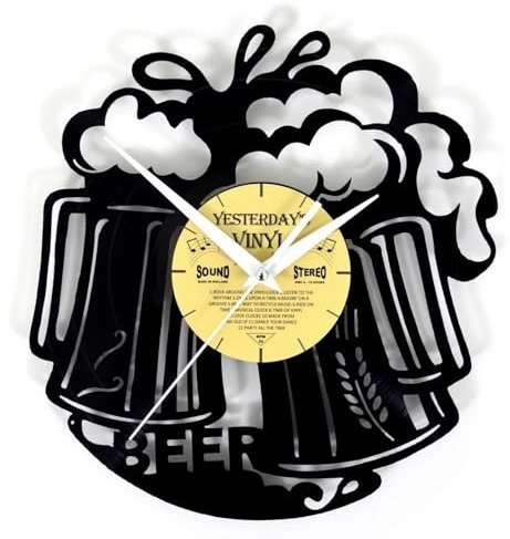 Bier Vinyl Wanduhr aus Einer echten Schallplatte