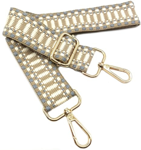 Verstellbarer Schultergurt Tasche Khaki Beige Grau, Taschengurte zum Wechseln, Taschengurt Breit mit Karabiner Gold, 80-130cm Tragegurt Tasche für Damen Schulterriemen, Moderne Handtasche, 3.8cm, 805