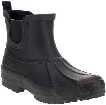 Chooka Ladies Chelsea Duck Rain Boot – Waterproof Rubber Boot, Lined Interior, Elastic Side Gore, Memory Foam Insole, Black, 10