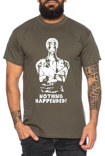 Zoro Blood - Herren T-Shirt Straw Hat Luffy Zoro One Monkey D. Pirat Ace Piece Goku Anime Ruffy, Größe:L, Farbe:Khaki