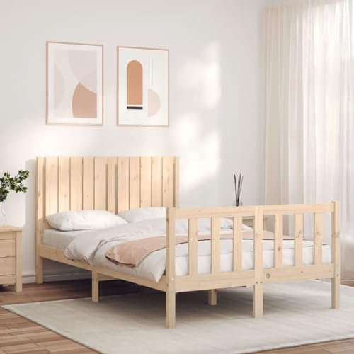 Camerina Massivholzbett mit Kopfteil Bettgestell Bed Frame Holzbett Kopfteil Bett Schlafzimmer Bett Massivholzbetten 120x200 cm 3192941