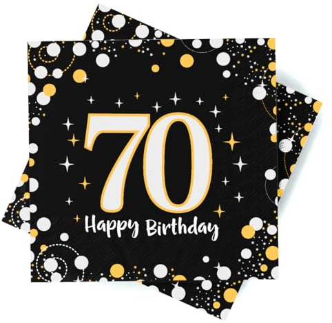Servietten 70. Geburtstag, 30 Stück Serviette 70 Geburtstag Mann, 70. Geburtstagdeko Mann Frau, Happy Birthday 70 Serviette Tischdekoration, 3-Lagig Geburtstagsdeko Servietten