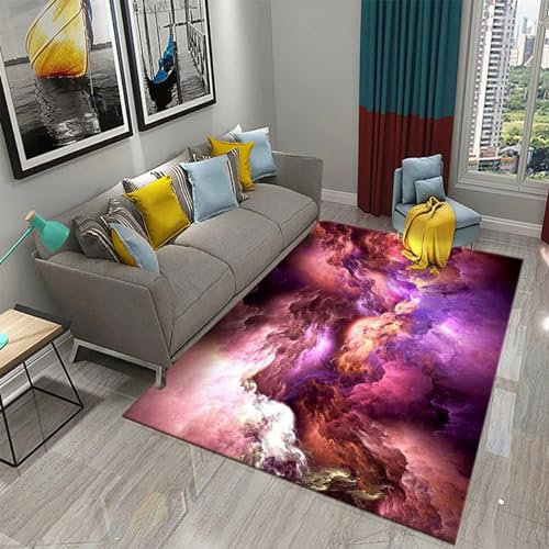 3D Modern Bunte Wolken Nebel Verträumt Kinder Jungen Teppich Schlafzimmer Dekorativ Kinderzimmer Wohnzimmer Matten Krabbelmatte Weichem Flanell Kinderteppiche 120 X 160 Cm - Leicht Zu Reinig -8V3T7P3O