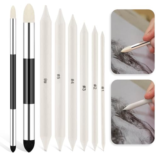 8 Stück Zeichnen Bleistift Papierwischer Blender Stifte Künstler Mischschwamm Stift Dual-Tip Künstler Professionelle Mischstümpfe Und Tortillions Wiederverwendbare Zeichenkunst Mischwerkzeuge Skizzen