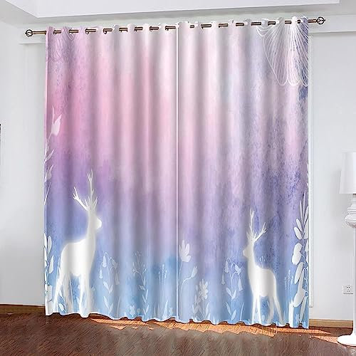 Verdunkelungsvorhänge Kräuselband Rosa Blaues REH Set Kindergardinen Mädchen Verdunkelungsvorhänge Mit Ösen Blickdichter Kinderzimmer Schlafzimmer Vorhang-8V9Z6P3G0X5