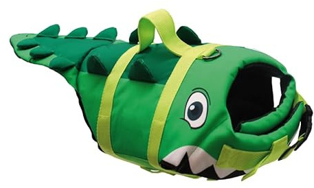 Croci Crocodile - Giubbotto di Salvataggio per Cani, Giubbotto Salvagente per Animali Domestici, Salvagente Gilet con Manico per Cani - Coccodrillo, 40 cm