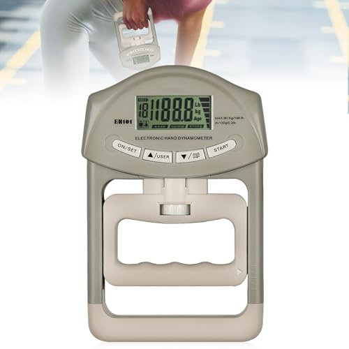 Digitaler Handkraftmessgerät, 90kg / 200lbs grau Hand Dynamometer mit 19 Sets Einzelplatten, Intelligent und einfühlsam Grip Strength Trainer Elektronische Griffkraft Messgerät Großer LED-Bildschirm
