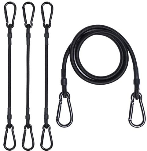BYZANDQI Spanngummi mit Karabiner - Expander mit Karabinerhaken 100 cm 4stk | 100% Latex Gepäckspanner Gummispanner für Sonnensegel Tarps Garten Fahrrad Auto Ladung (100cm x 4stk)