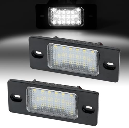AUTOXBERT 2 x LED Kennzeichenbeleuchtung Für V-W GOLF 5 Passat 3bg Tiguan Touareg Bora, 6000K 18SMD Error Free Canbus Bright Weiß Lampen Leuchtmittel